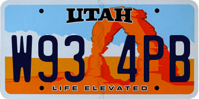 UT license plate W934PB