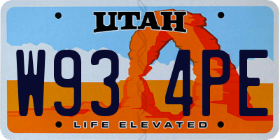 UT license plate W934PE