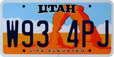 UT license plate W934PJ