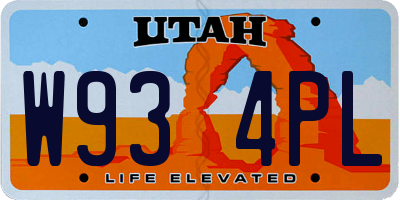 UT license plate W934PL