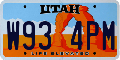 UT license plate W934PM