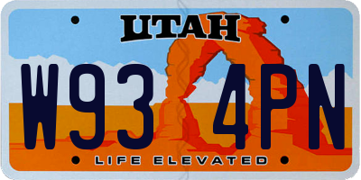 UT license plate W934PN