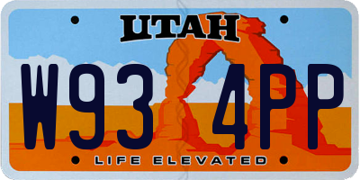 UT license plate W934PP
