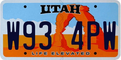 UT license plate W934PW