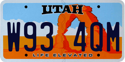 UT license plate W934QM