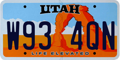 UT license plate W934QN
