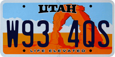 UT license plate W934QS
