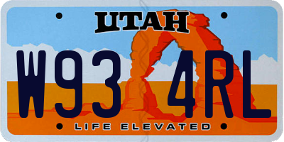 UT license plate W934RL