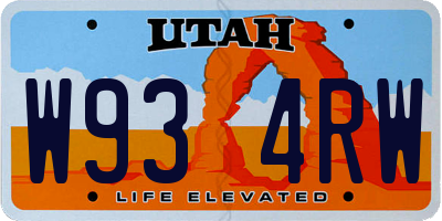 UT license plate W934RW
