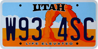 UT license plate W934SC