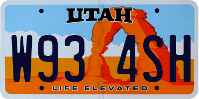 UT license plate W934SH