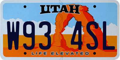 UT license plate W934SL