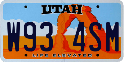 UT license plate W934SM