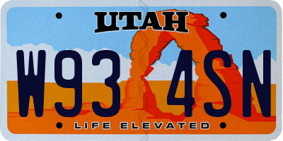 UT license plate W934SN