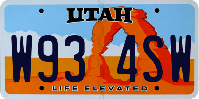 UT license plate W934SW