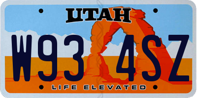 UT license plate W934SZ