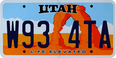UT license plate W934TA