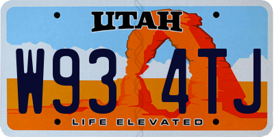 UT license plate W934TJ