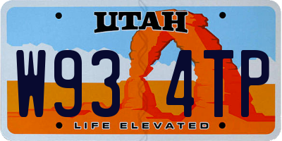 UT license plate W934TP