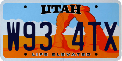UT license plate W934TX