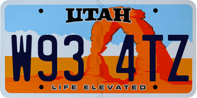 UT license plate W934TZ