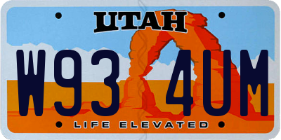 UT license plate W934UM