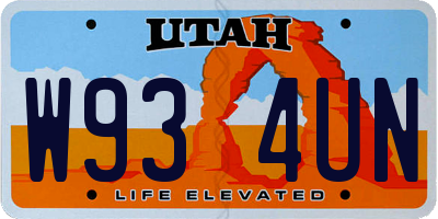 UT license plate W934UN