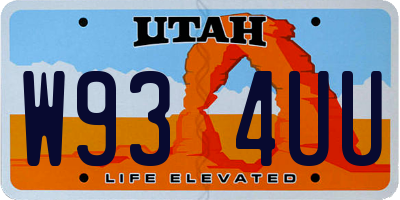 UT license plate W934UU