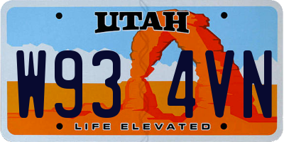 UT license plate W934VN