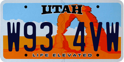 UT license plate W934VW
