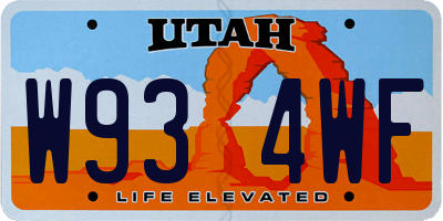 UT license plate W934WF