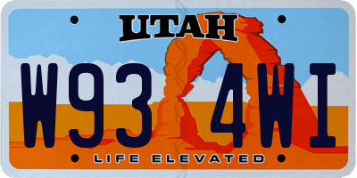 UT license plate W934WI