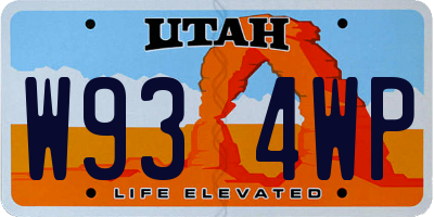 UT license plate W934WP