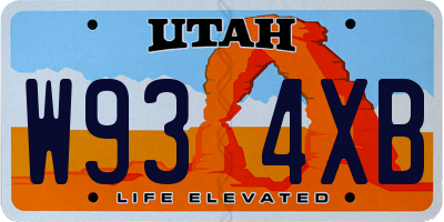 UT license plate W934XB