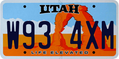 UT license plate W934XM