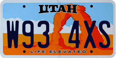 UT license plate W934XS