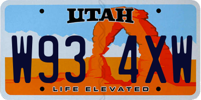 UT license plate W934XW