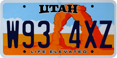 UT license plate W934XZ