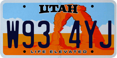 UT license plate W934YJ
