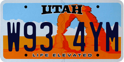 UT license plate W934YM