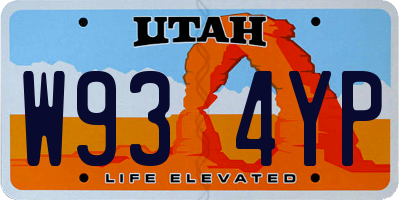 UT license plate W934YP