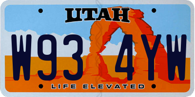 UT license plate W934YW