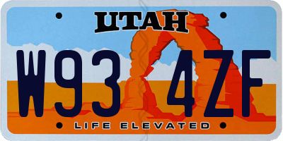 UT license plate W934ZF
