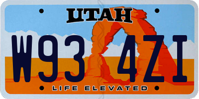 UT license plate W934ZI