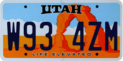 UT license plate W934ZM