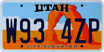 UT license plate W934ZP