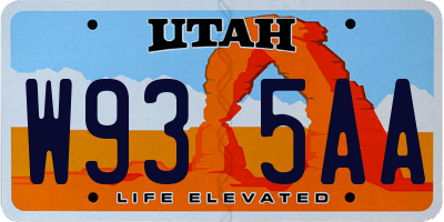 UT license plate W935AA