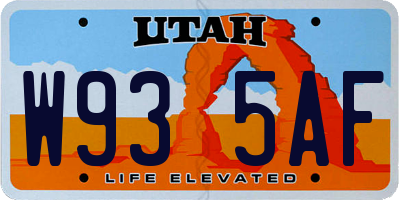 UT license plate W935AF