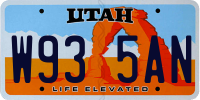 UT license plate W935AN