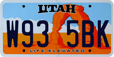 UT license plate W935BK